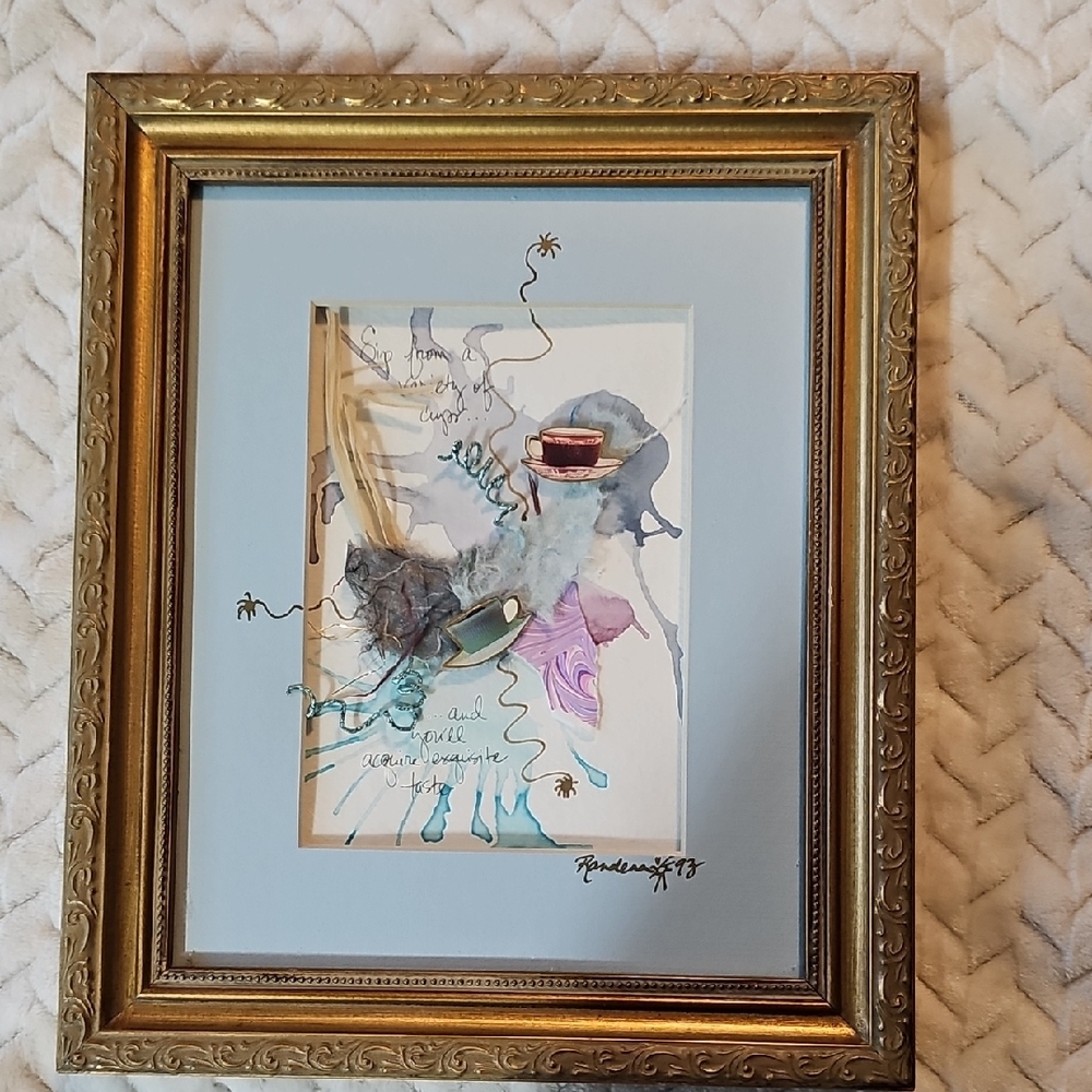 Framed Abstract Art with Gold Frame